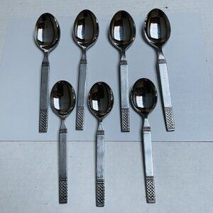 Vintage Danika Stainless Flatware Spoons 7 Pieces MSI Japan Celtic Knot Handle